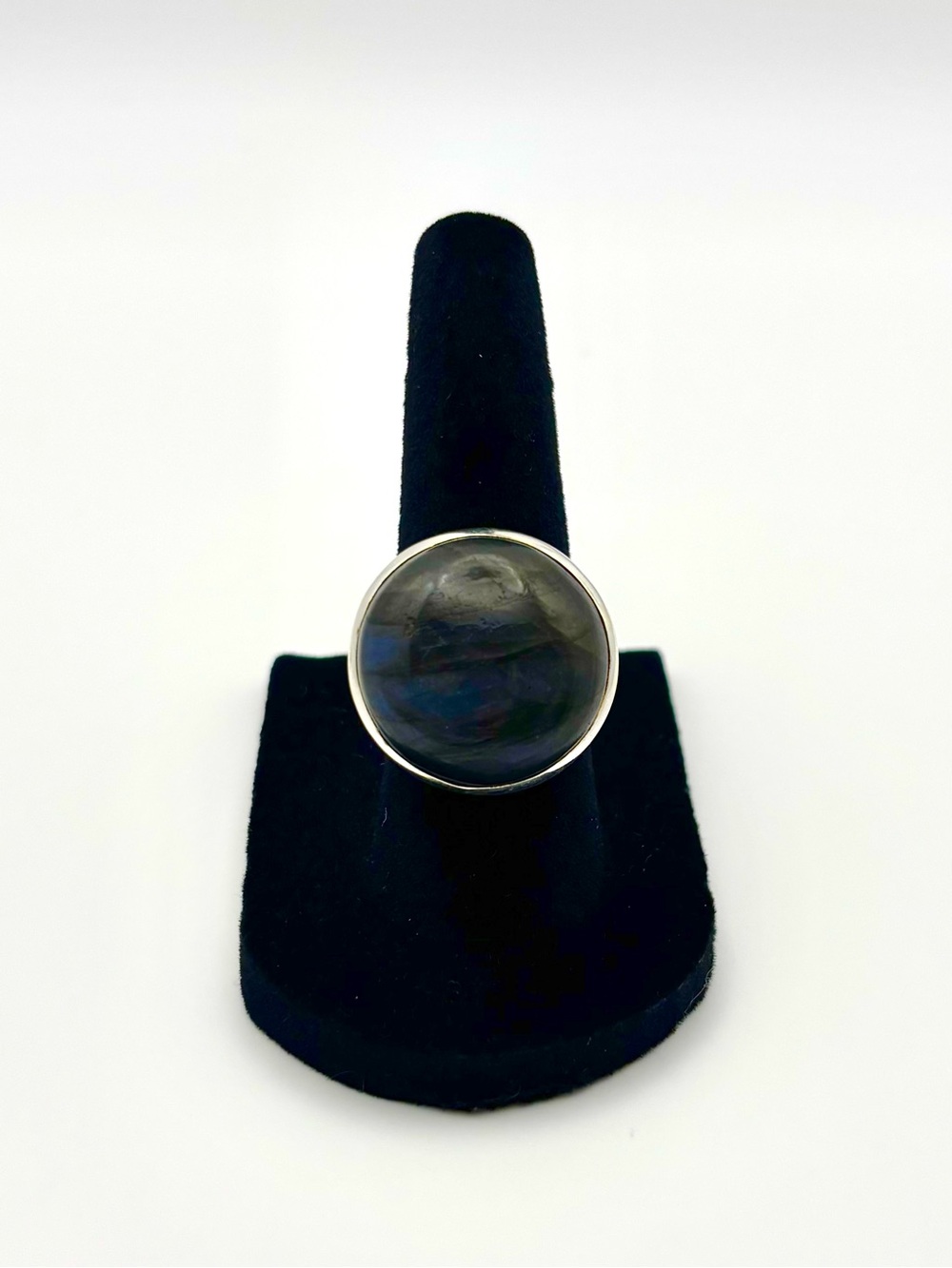 Silver labradorite ring
